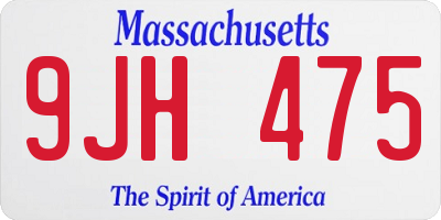 MA license plate 9JH475