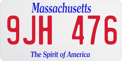 MA license plate 9JH476