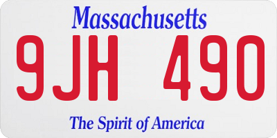 MA license plate 9JH490
