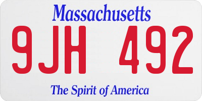 MA license plate 9JH492