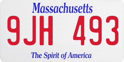 MA license plate 9JH493