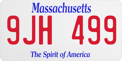MA license plate 9JH499
