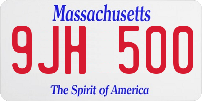 MA license plate 9JH500