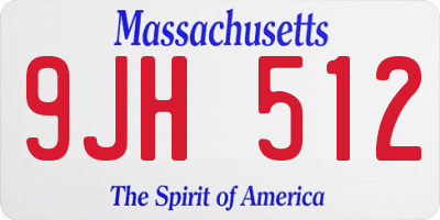 MA license plate 9JH512