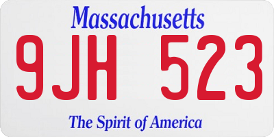 MA license plate 9JH523