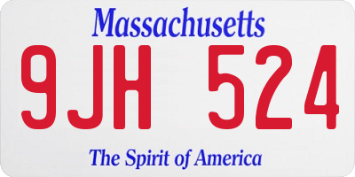 MA license plate 9JH524
