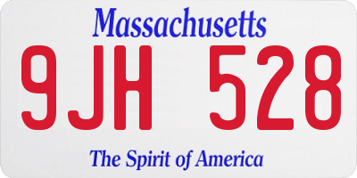 MA license plate 9JH528