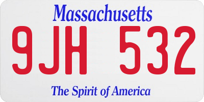 MA license plate 9JH532