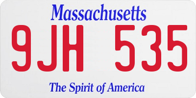 MA license plate 9JH535