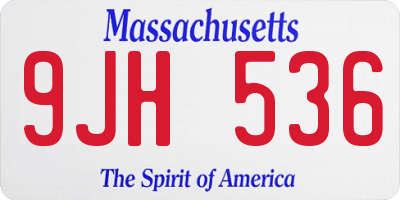 MA license plate 9JH536
