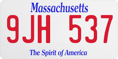 MA license plate 9JH537