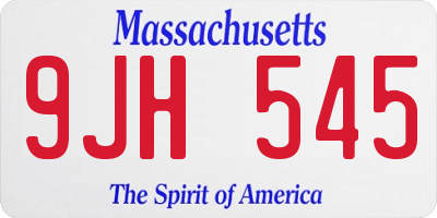 MA license plate 9JH545