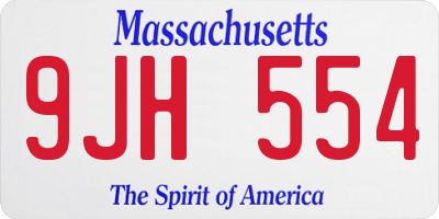 MA license plate 9JH554