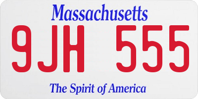 MA license plate 9JH555