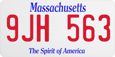 MA license plate 9JH563