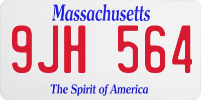MA license plate 9JH564