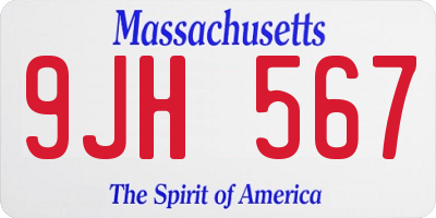 MA license plate 9JH567
