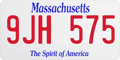 MA license plate 9JH575