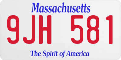 MA license plate 9JH581