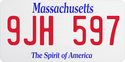 MA license plate 9JH597