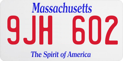 MA license plate 9JH602