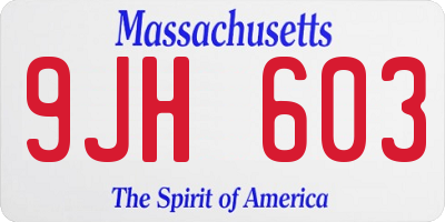 MA license plate 9JH603