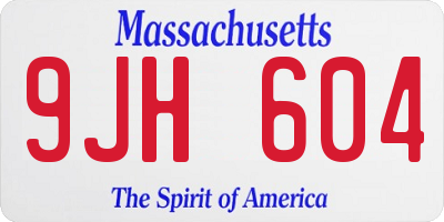 MA license plate 9JH604