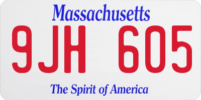 MA license plate 9JH605