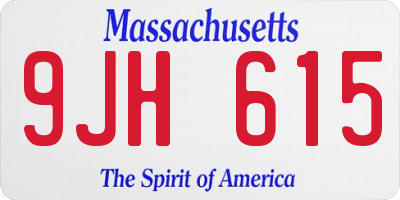 MA license plate 9JH615