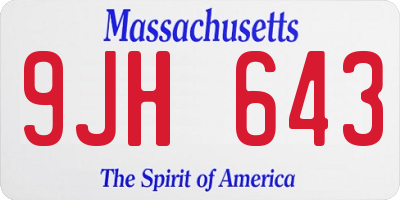 MA license plate 9JH643