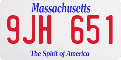 MA license plate 9JH651
