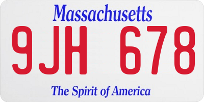 MA license plate 9JH678