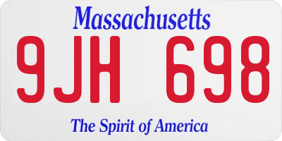 MA license plate 9JH698
