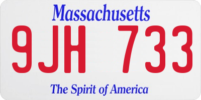 MA license plate 9JH733