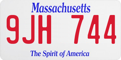 MA license plate 9JH744
