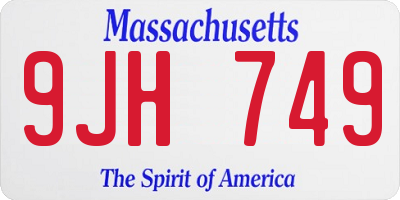 MA license plate 9JH749