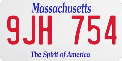 MA license plate 9JH754