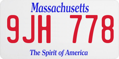 MA license plate 9JH778