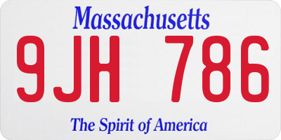 MA license plate 9JH786