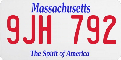 MA license plate 9JH792