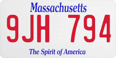 MA license plate 9JH794