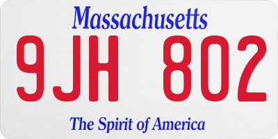 MA license plate 9JH802