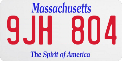MA license plate 9JH804