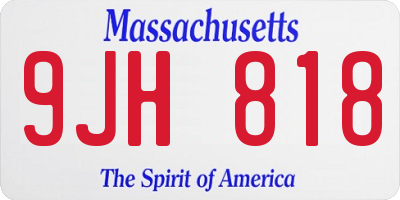 MA license plate 9JH818