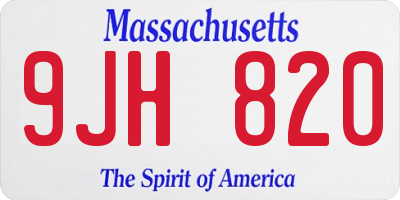 MA license plate 9JH820