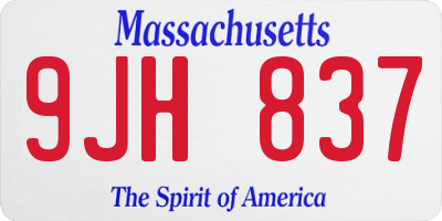 MA license plate 9JH837