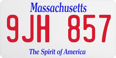 MA license plate 9JH857