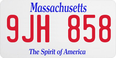 MA license plate 9JH858