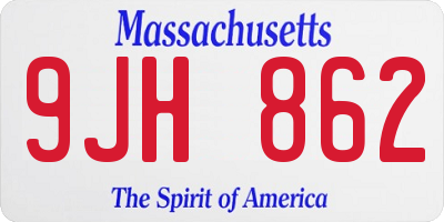 MA license plate 9JH862
