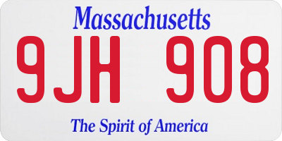 MA license plate 9JH908
